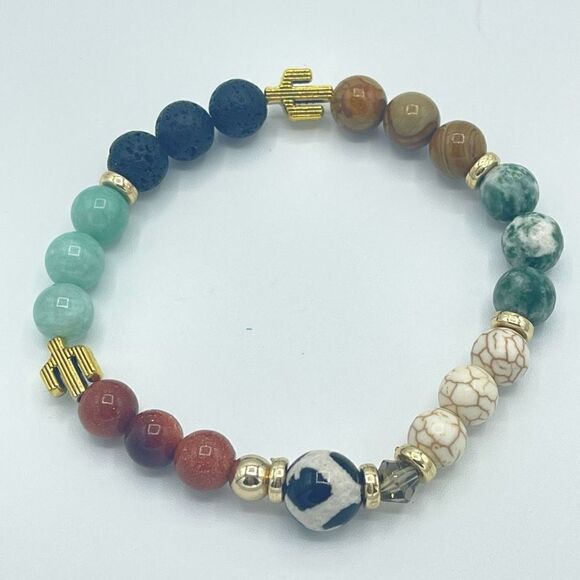 Desert cowgirl bling beaded stretch bracelet ONE NEW sandstone lava amazonite wo - Picture 4 of 7